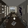 Artistic Book Design Studio With Shelves Paintings Wooden Table And Plants