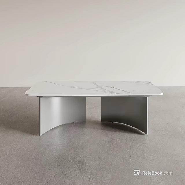 Modern Minimalist Dining Table With Marble Top And Curved Metal Legs In Interior Space 3d model 