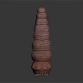 Pink Brown Segmented Prehistoric Creature Model With Radiant Head And Textured Body