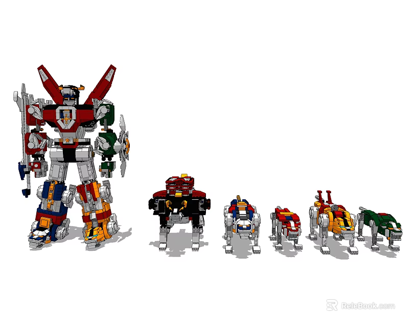 Building Blocks Creative Assembled Robot And Colorful Animal Figures Set 3d model