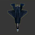 Dark Blue Fighter Jet Model With Sleek Design And Cockpit Canopy Wings