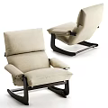 Modern Beige Fabric Leisure Chair with Comfortable Armrest and Black Wooden Frame
