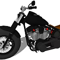 Classic Black Motorcycle With Brown Seat Large Wheels Chrome Details On Light Ground Blue Sky
