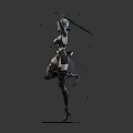 Sci Fi Game Movie Character Combat Outfit Weapon Dynamic Pose Mechanical Details Display Base