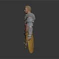 Muscular Blonde Male Game Movie Character With Metallic Shoulder Armor And Yellow Waist Cloth