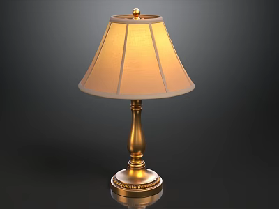 Elegant Classic Table Lamp With Gold Base And Cream Lampshade For Interior Decor 3d model