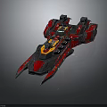 Advanced Cosmic Spaceship With Red Black Hull And Yellow Accent Engines