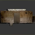 Ancient Stone Columns in Historical Building Interior with Rough Stone Walls and Earthen Floor