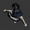 3D Character Girl Creature With Blue Hair White T-Shirt Brown Shorts Black Stockings Blue Shoes