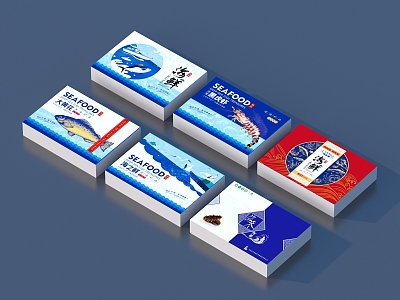 Carton Seafood Packaging Box 3d model