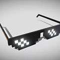 Pixel Style Sunglasses With Black Frame And Retro Pixelated Lenses