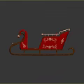 Festive Red And Green Decorative Sleigh With Checkered Seat And Bells