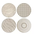 Modern Round Area Rugs With Wavy Texture Grid Pattern Curved Lines And Concentric Circles 3d model