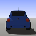 Blue Compact Car With Rounded Body Vintage Style And Alloy Wheels
