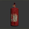 Red Fire Extinguisher With Red Handle Pressure Gauge And Safety Label On Dark Background