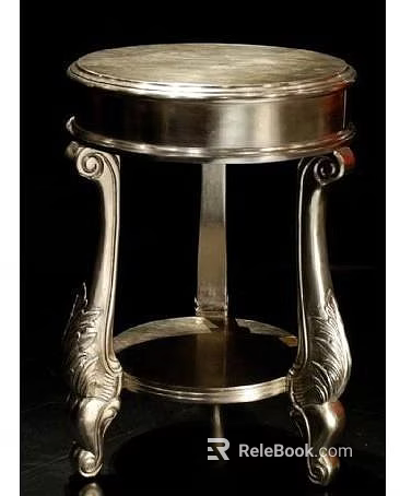 Ornate Vintage Round Table With Carved Metal Legs And Decorative Base 3d model 