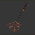 Electronic Device Component Featuring Red Base Gear Mechanism And Wooden Handle Metal Rod