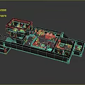 Cartoon 3D Dungeon Scene With Multiple Rooms Barrels And Interior Details