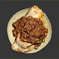 Delicious Savory Main Dish With Rich Red Sauce Olives Carrots And Fluffy Flatbread