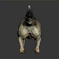 Mythical Horned Spiked Dinosaur With Gray Green Skin And Red Details Standing Isolated