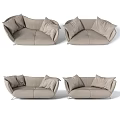Modern Fabric Two-Seater Sofa With Soft Cushions And Sleek Metal Legs Design