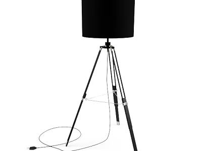 Modern Black Shade Floor Lamp With Tripod Metal Stand For Living Room 3d model