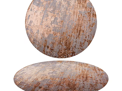 Round Rug with Copper Gray Distressed Texture Soft Plush Surface for Vintage Modern Home Decor 3d model