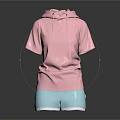 Pink Hooded Short Sleeve Top With Light Blue Shorts Fashion Outfit