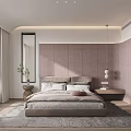 Modern Bedroom Interior Design With White Wardrobe And Wooden Elements 3d model
