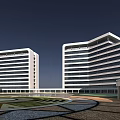 Modern Hospital Building Complex With Green Spaces River And Surrounding Roads