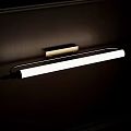 Classic Brass Wall Lamp Mounted on Wooden Panel with White Light Tube