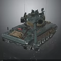 Military Teal Tank With Weathered Metallic Finish Turret Gun Barrel And Tracks