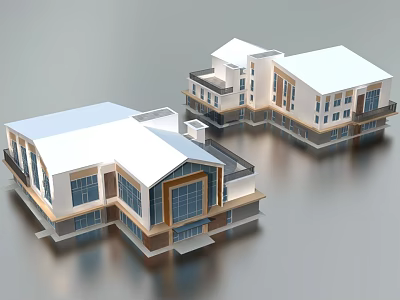 Modern Architecture 3D Models With White Roofs Glass Windows And Contemporary Design 3d model