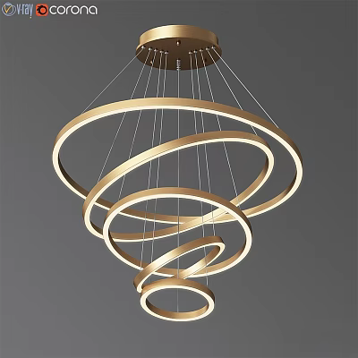 Modern Gold Circular Rings Chandelier With Hanging Design And Elegant Lighting 3d model