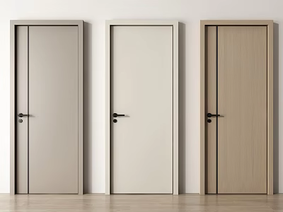 Modern Hinged Doors in Gray White and Wooden Tones for Home Interior Design 3d model