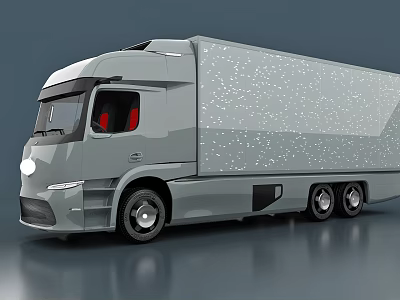 Modern Large Cargo Truck With Silver Gray Body And Long Trailer Design 3d model