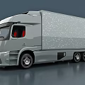 Modern Large Cargo Truck With Silver Gray Body And Long Trailer Design