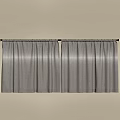 Gray Pleated Curtains Hang on Beige Wall for Simple Home Interior Decoration