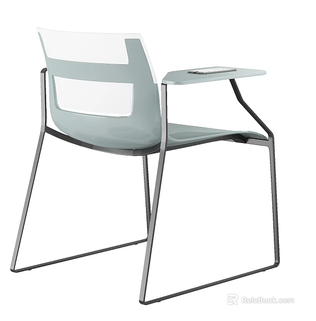 Modern Light Gray Office Chair With Metal Frame And Ergonomic Design 3d model 