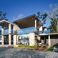 Modern single-family villa architecture 3d model