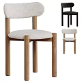 Modern Dining Chairs With Wooden Legs And Soft Cushion In White Black Colors