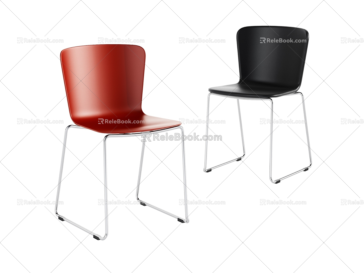 Simple and stylish atmospheric plastic dining chair combination 3d model