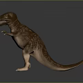 Realistic Brown Dinosaur Model in Standing Pose with Detailed Texture 3D Rendered on Gray Background
