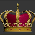 Luxurious Royal Crown Jewelry With Red Velvet Gold Frame Pearls And Colored Gemstones