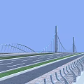 Modern Twin Bridges Design With Road Lanes Over Water And Green Surroundings