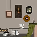 Other Decor Elements With Wall Frames Lighted Art Wooden Plate And Candles 3d model