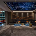 Luxury KTV Interior Design Featuring Starry Ceiling Modern Lighting And Comfortable Sofas 3d model