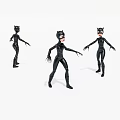 Catwoman Game Movie Character Action Figures In Black Costume With Cat Ears And Different Poses