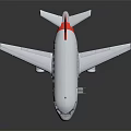 Passenger Plane 3D Model With White Body Red Tail Open Door And Boarding Stairs