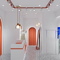 Modern Clothing Store Front With Orange Awning Window Display Mannequins And Displayed Apparel